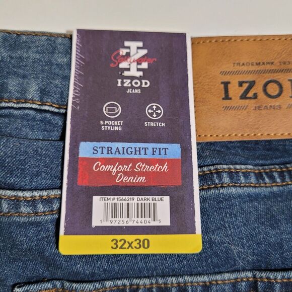 Izod Saltwater Jeans Men's 32x30 Comfort Stretch Denim Straight Leg Blue NWT - Picture 13 of 14